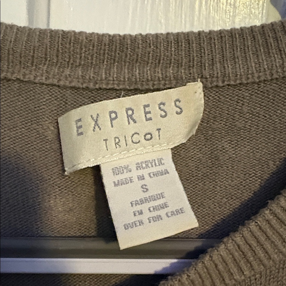 Express Tan Button-Up Cardigan - Picture 3 of 5
